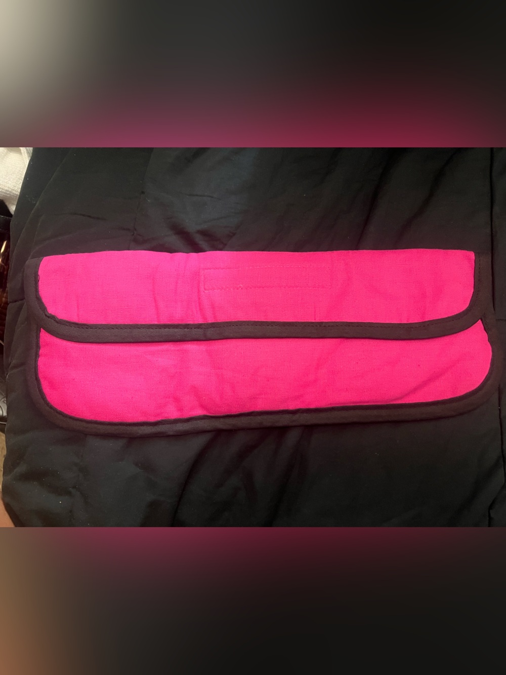 Bright Pink Hair Wrap with Black Trim- Vintage